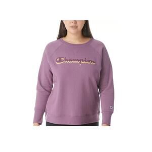 Champion Powerblend Shadow Script Sweatshirt Midnight Aster Plus Size 3XL